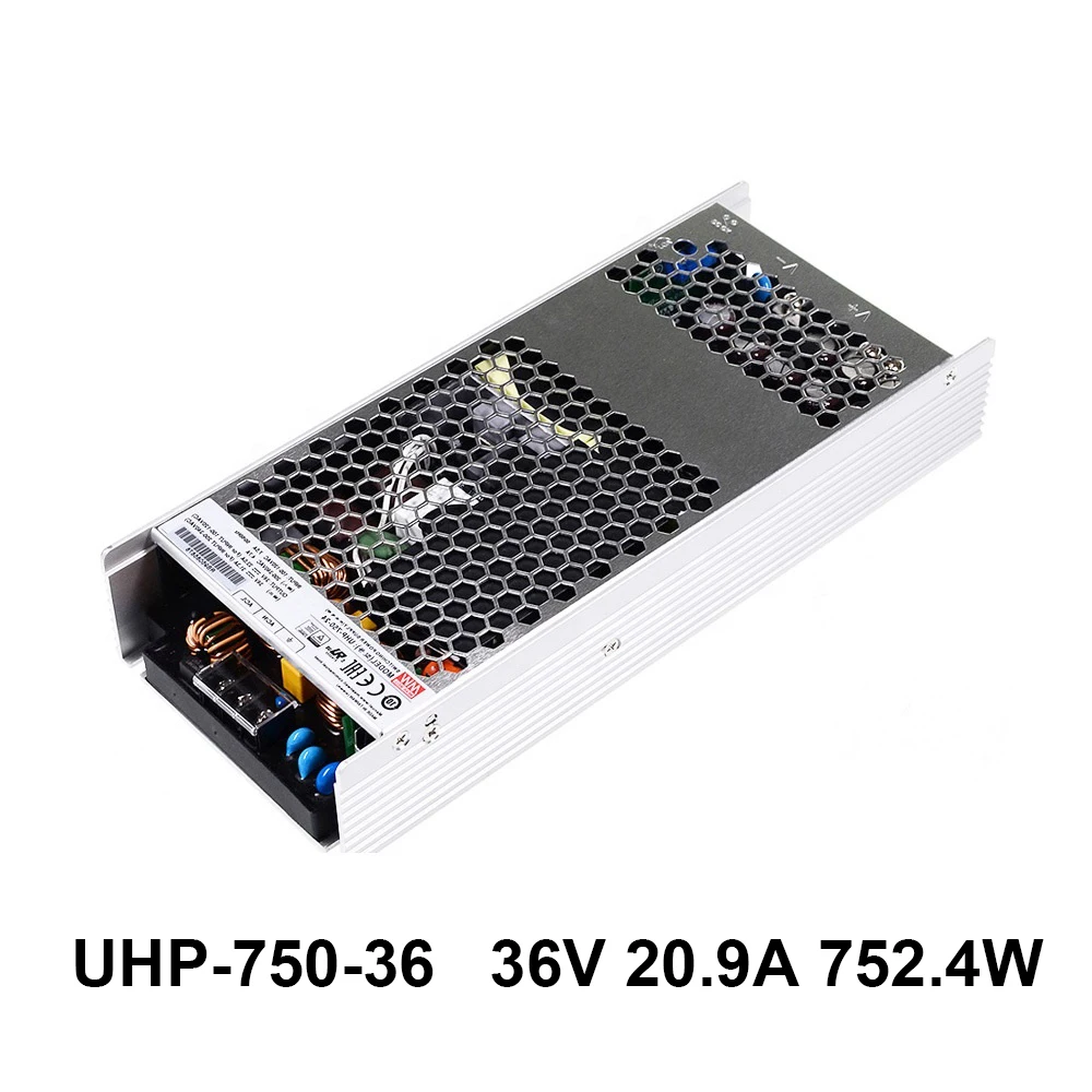 

MEAN WELL UHP-750-36 110V/220V AC TO DC 36V 20.9A 60A 752.4W Single Output Switching Power Supply Fanless Design With PFC
