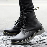 couple martin boots men women high top walking shoes artificial leather wear resistant mens high top footwear size 36 45