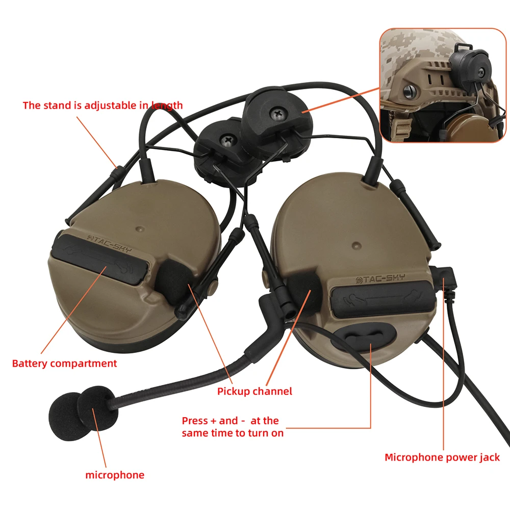 Tactical Military Headset COMTAC III Noise Reduction Pickup Airsoft Hunting shooting Headphone for Ops Helmet ARC Rail &U94ptt
