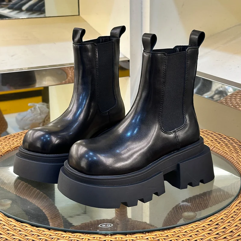 Женские ботильоны на платформе для снежной погоды дизайнерская обувь высоком