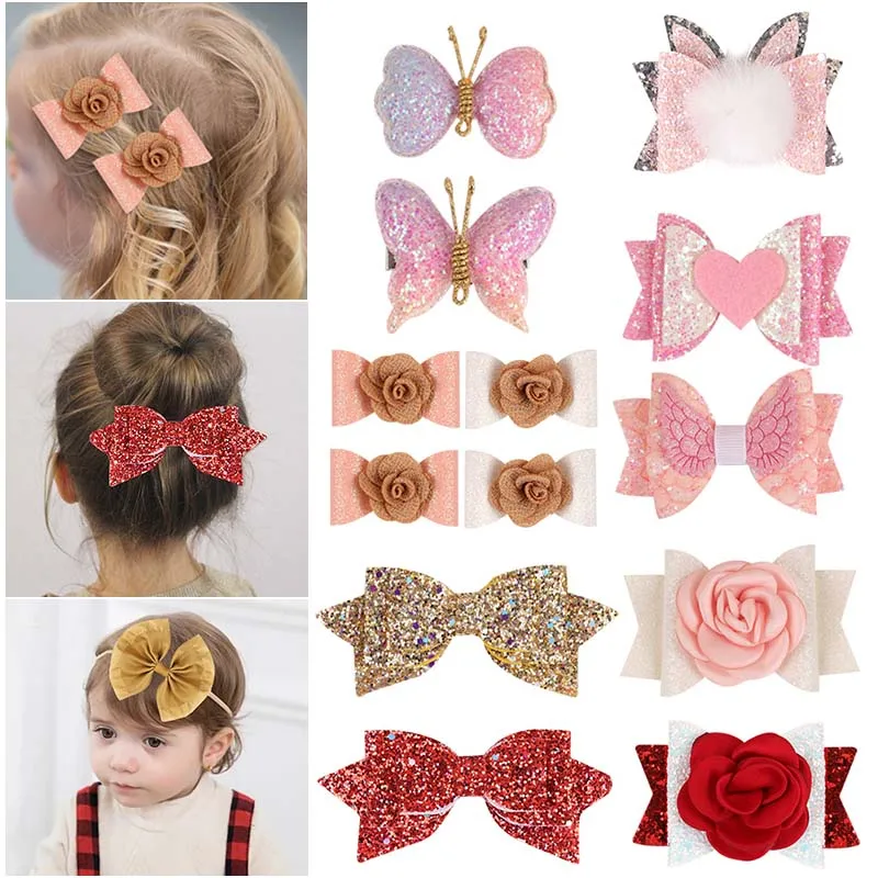 

Xugar Glitter Bows Hairpins For Kids Girls Cute Heart Floral Butterfly Hair Clip Headbands Child Barrettes Baby Hair Accessoires