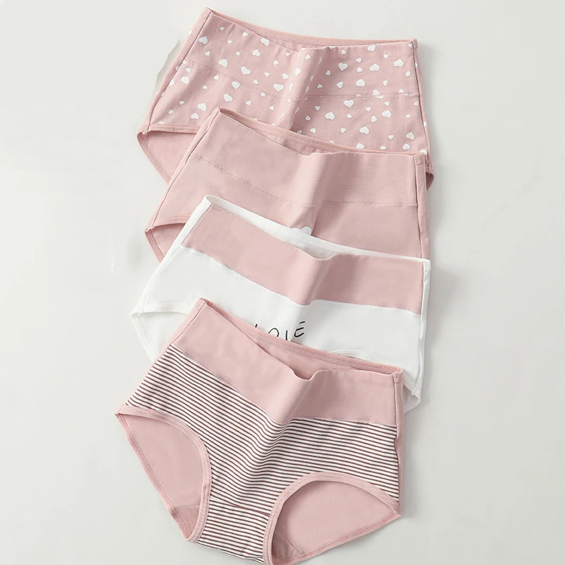 4 шт. женские хлопковые трусы с высокой талией