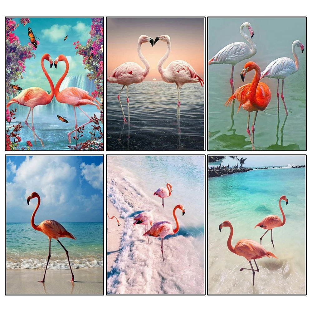 

5D DIY Diamond Painting Flamingos Art Rhinestone Diamond Embroidery Animal Mosaic Seaside Cross Stitch Decor For Home