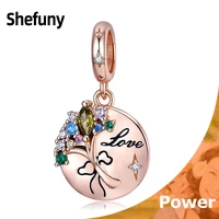 925 sterling silver love bouquet flower charms cz plant pendant beads fit european bracelet for women accessories fine jewelry