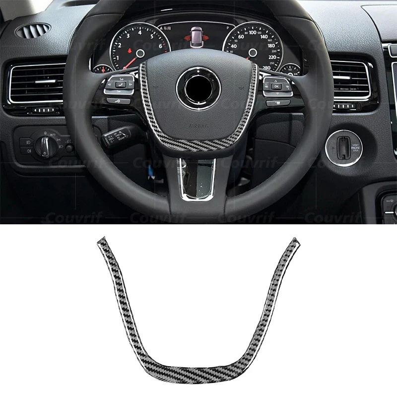 

Автомобильный чехол из углеродного волокна, декоративная наклейка на руль автомобиля, наклейка, Накладка для Volkswagen VW Touareg 7P MK2, автомобильны...
