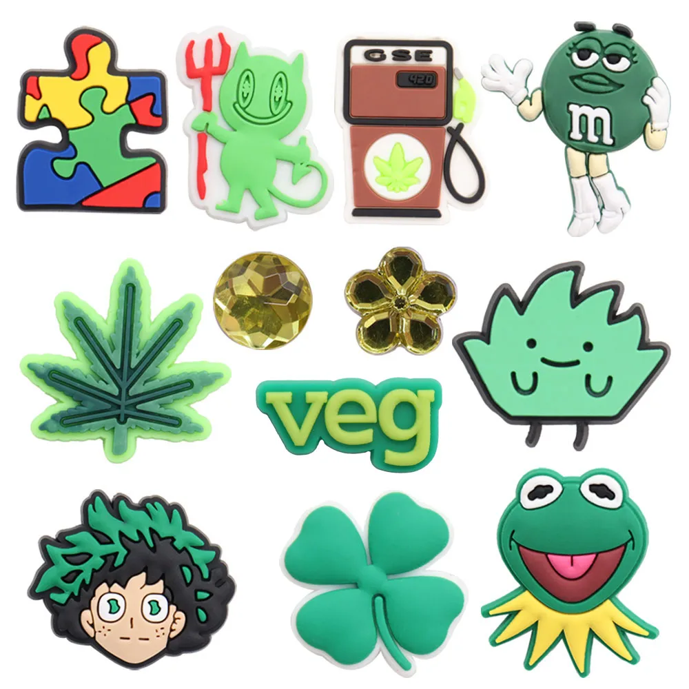 

50Pcs Veg M Chocolate Beans Leaf PVC Kids Sandals Shoe Charms Crystal Buckle Clog Shoe Decoration Fit DIY Wristband Croc Jibz