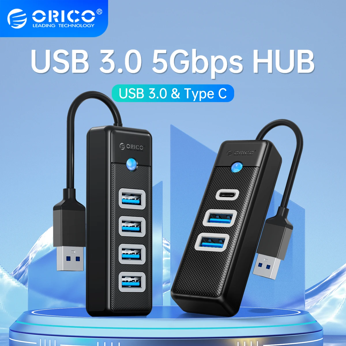 ORICO 4 porte USB 3.0 HUB 5Gbps Splitter Multi tipo C ad alta velocità adattatore OTG ultrasottile per accessori per Computer PC Macbook Pro