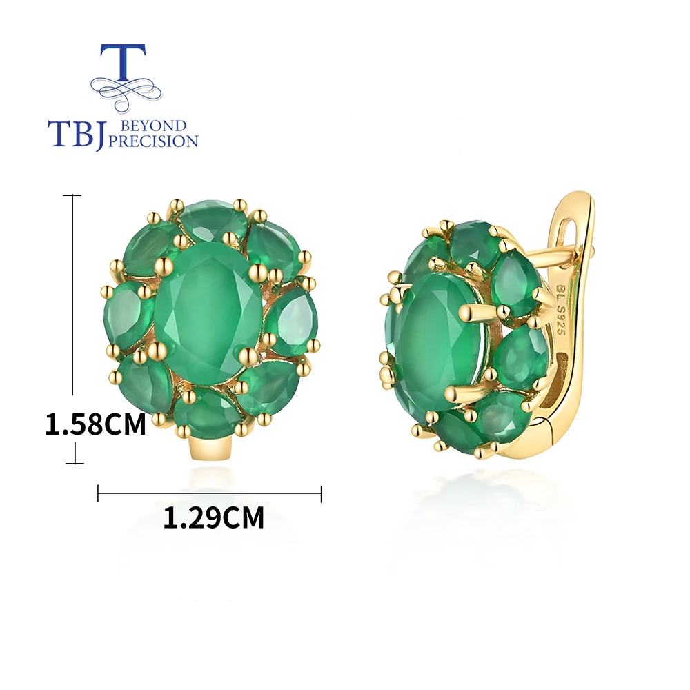 Летнее кольцо с натуральным зеленым агатом серьги комплект ювелирных изделий
