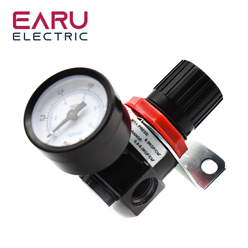 AR2000 G1/4'' Pneumatic Mini Air Pressure Relief Control Compressor Regulator Treatment Units Valve with Gauge 4MM-16MM Fitting -