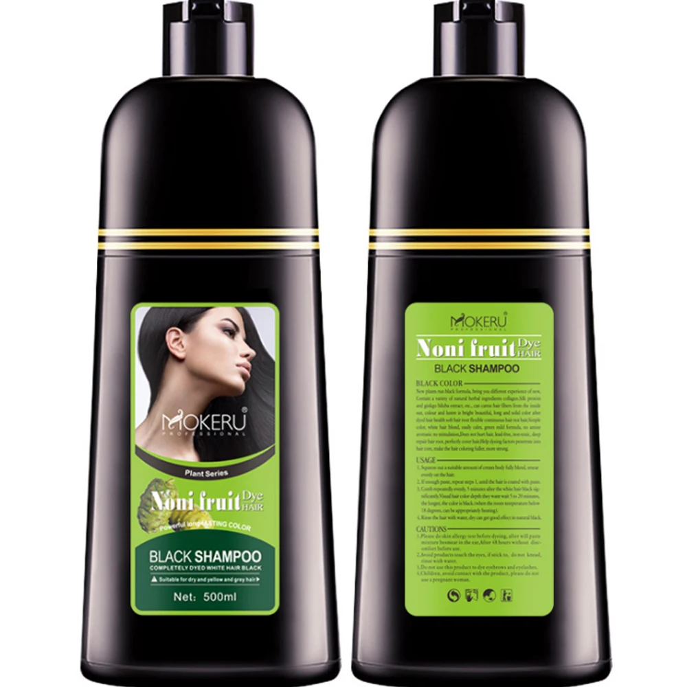 

Sdotter 500ml Black Shampoo Fast Hair Dye Color 5 Minutes Organic Noni Plant Essence Hair Repairing Cover Gray White Hair