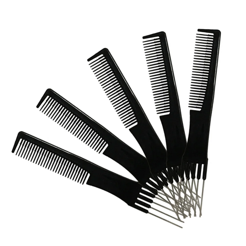 

5 Pcs Hair Metal Pick Women's Clips Brush Corrugated Style Comb Styling Salon Tools Stainless Steel Lift Lifting