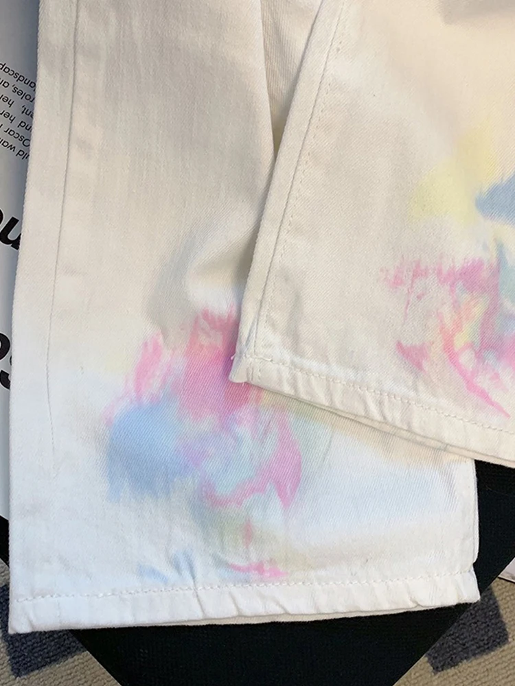 Women White Trousers Loose Harajuku High Waist Hip Hop Jogger Fashion Sweatpants Graffiti Denim Pants Mujer 2022 Streetwear New images - 6