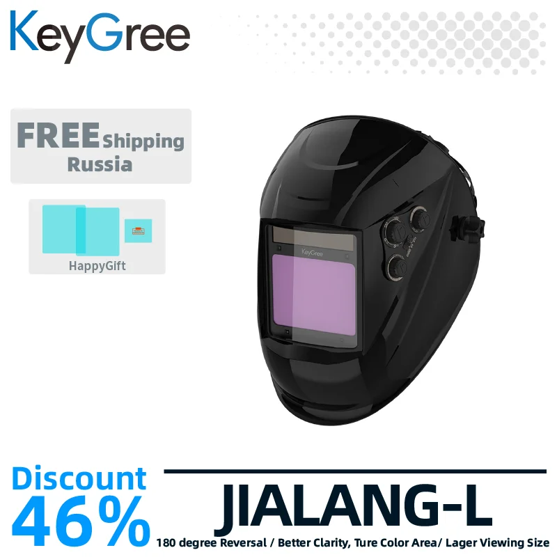 

KeyGree Large Screen Viewing Area 100*80cm Welding Helmet Mask Auto-darkening Solar Weld Hood True Color/Real /4arc Sensor/Cell