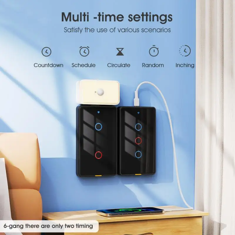 Беспроводной Wi-Fi RF433 настенный сенсорный переключатель США 110-240 В Тип-C голосовое