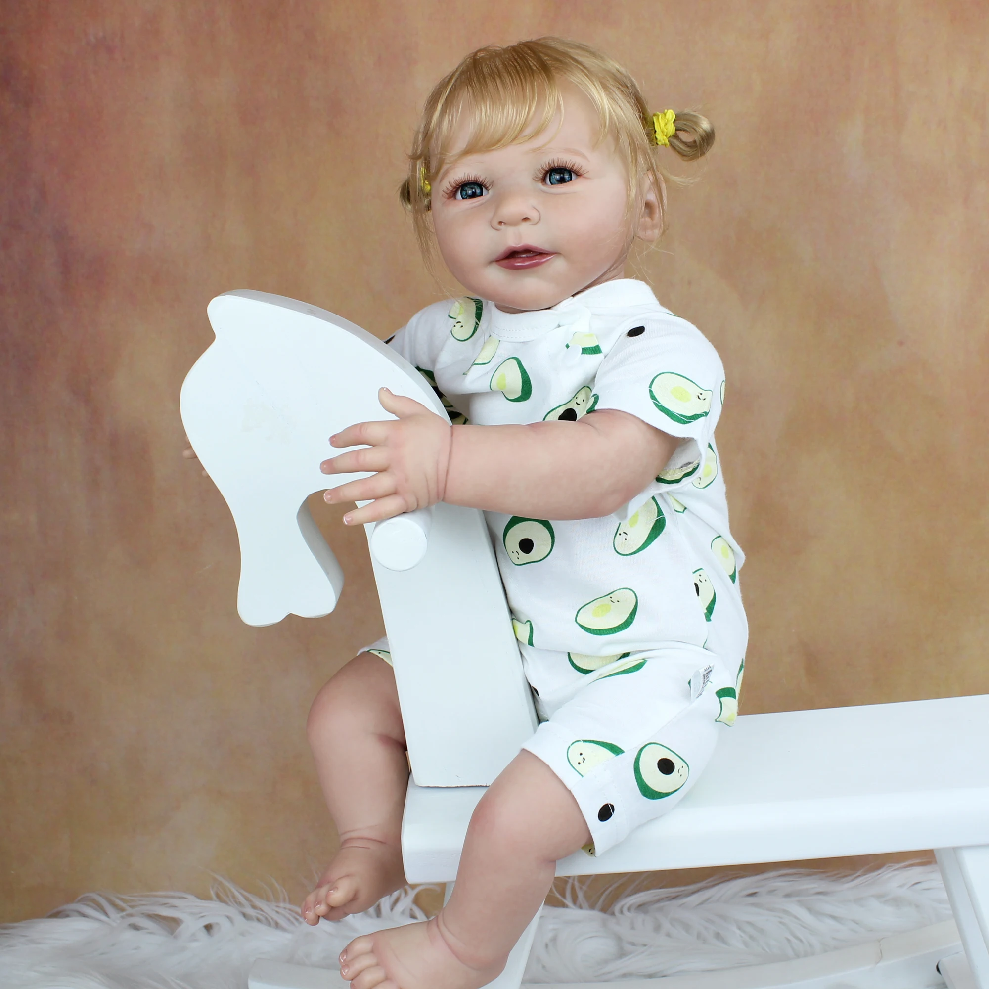 Мягкая силиконовая кукла реборн с 3d-рисунком 55 см Реалистичная для девочек 22