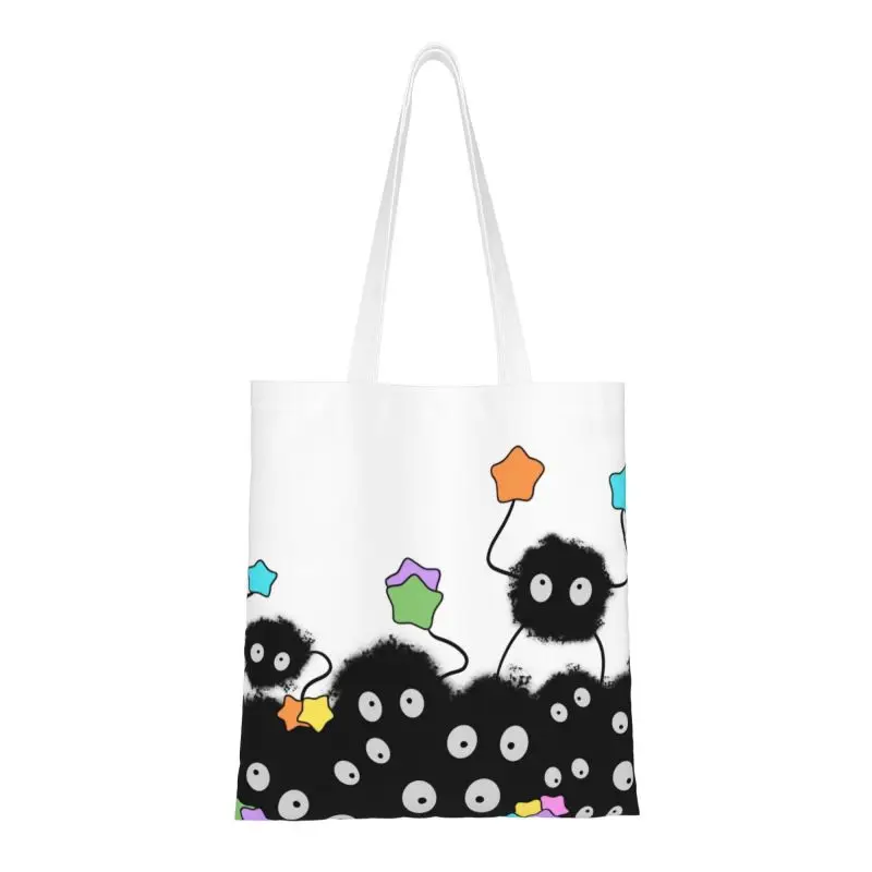 

Kawaii Soot Sprites Stars Shopping Tote Bags Recycling Anime Studio Ghibli My Neighbor Totoro Canvas Shopper Shoulder Bag