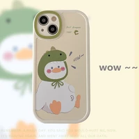 ins dinosaur duck cute couple case for iphone xs max xr for iphone 11 12 13 pro max phone case 7 8 plus 7plus soft cover luxury