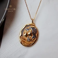 solid 925 silver greek antique coin natural shell pendant 18k gold tone roman necklace c16s21006