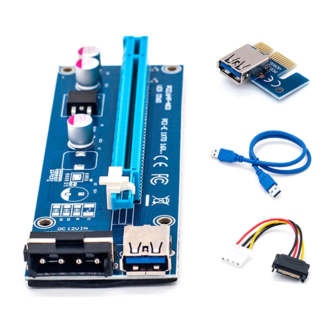 Плата расширения pci Express 1 шт. Райзер 60 см Usb 3 0 Pci e 1x до 16x Sata на 4pin Ide Molex Power для