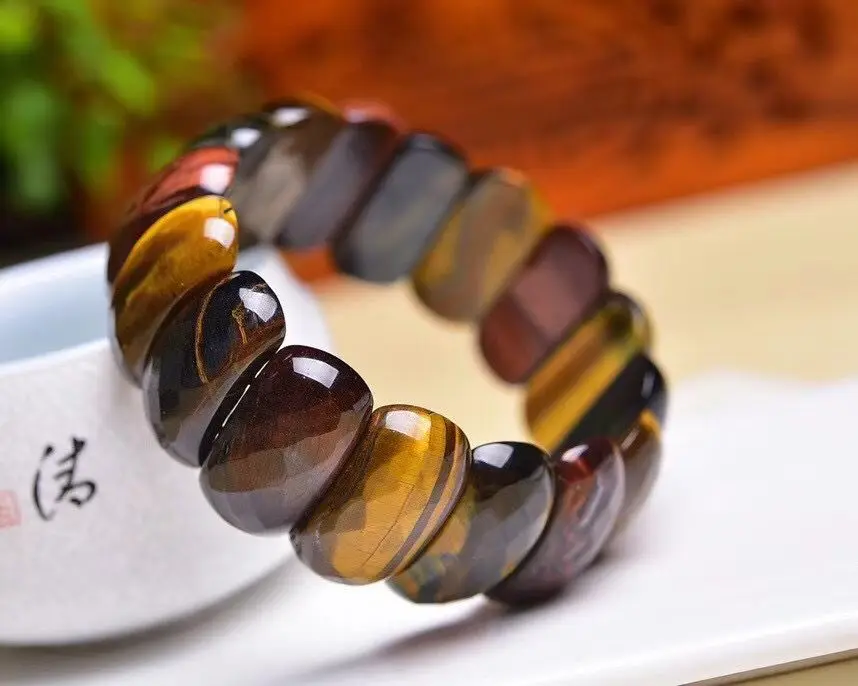 Natural Stone Colorful Tiger Eyes Beads Bangles Men Women Face Bracelets Handmade Jasper Energy Jewelry For Summer Gifts