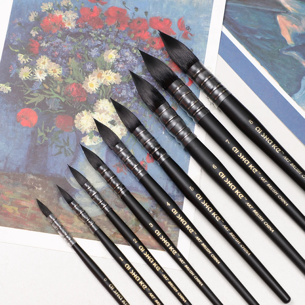 1Pcs Professional Painting Brush Wood Watercolor Brush Pen Nylon Hair Acrylic Gouache Oil Drawing Artist Brushes Art Supplies