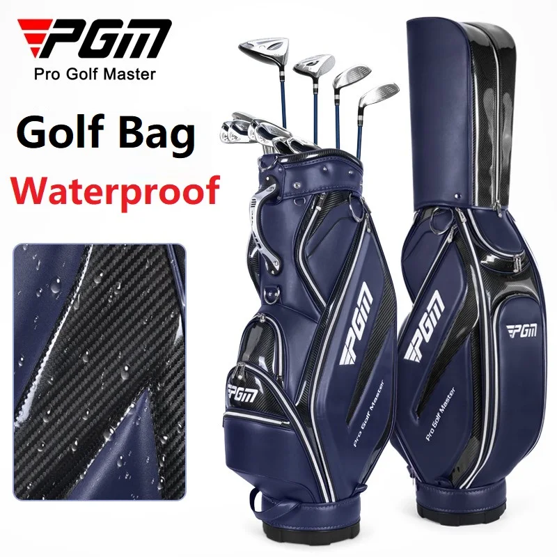 PGM PU Leather Waterproof Golf Standard Bag Big Capacity Golf Stand Bags Portable Thick Storage Aviation Pack Support 13-14 Club