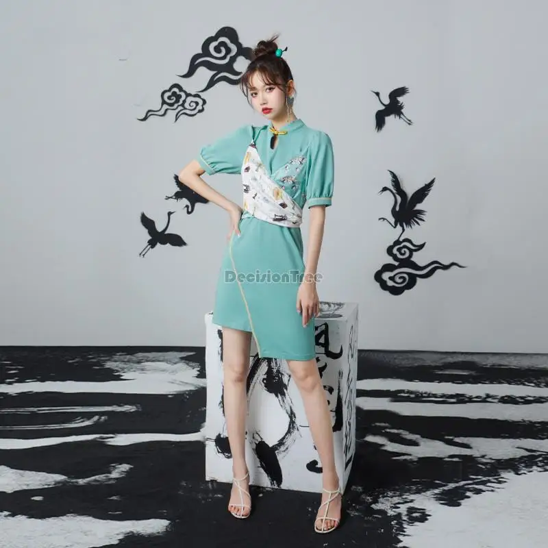 

2022 improved cheongsam qipao young style design sense niche women's dress new girl national style dress chinese style dress