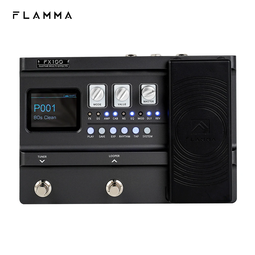 Мультиэффектный-процессор-flamma-fx100-педаль-для-гитары-с-151-эффектами-200-предустановленных-80s-looper-55-ампер-педаль-для-выражений-моделирования