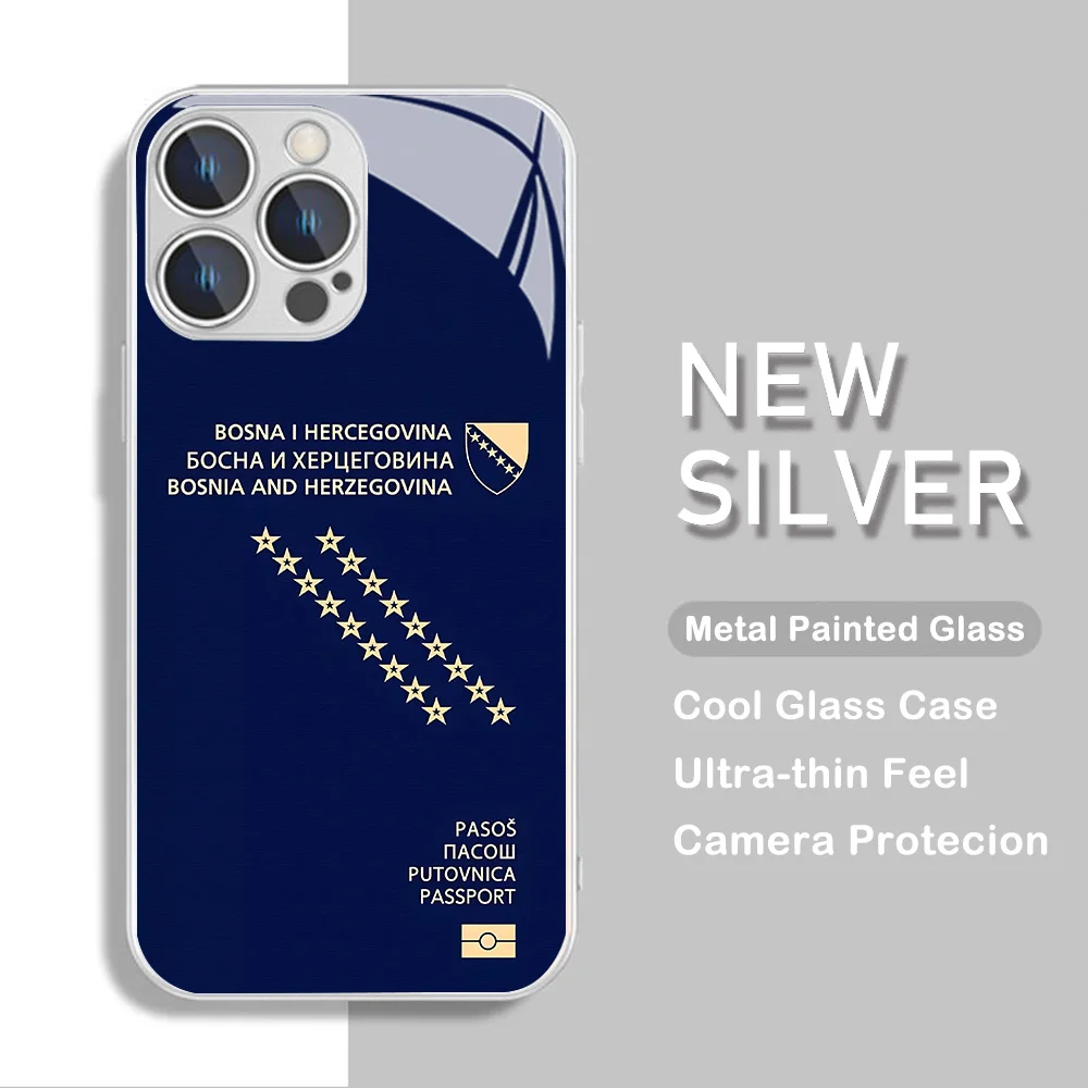 Чехол для телефона металлического цвета с паспортом Боснии и Герцеговины iPhone X XR