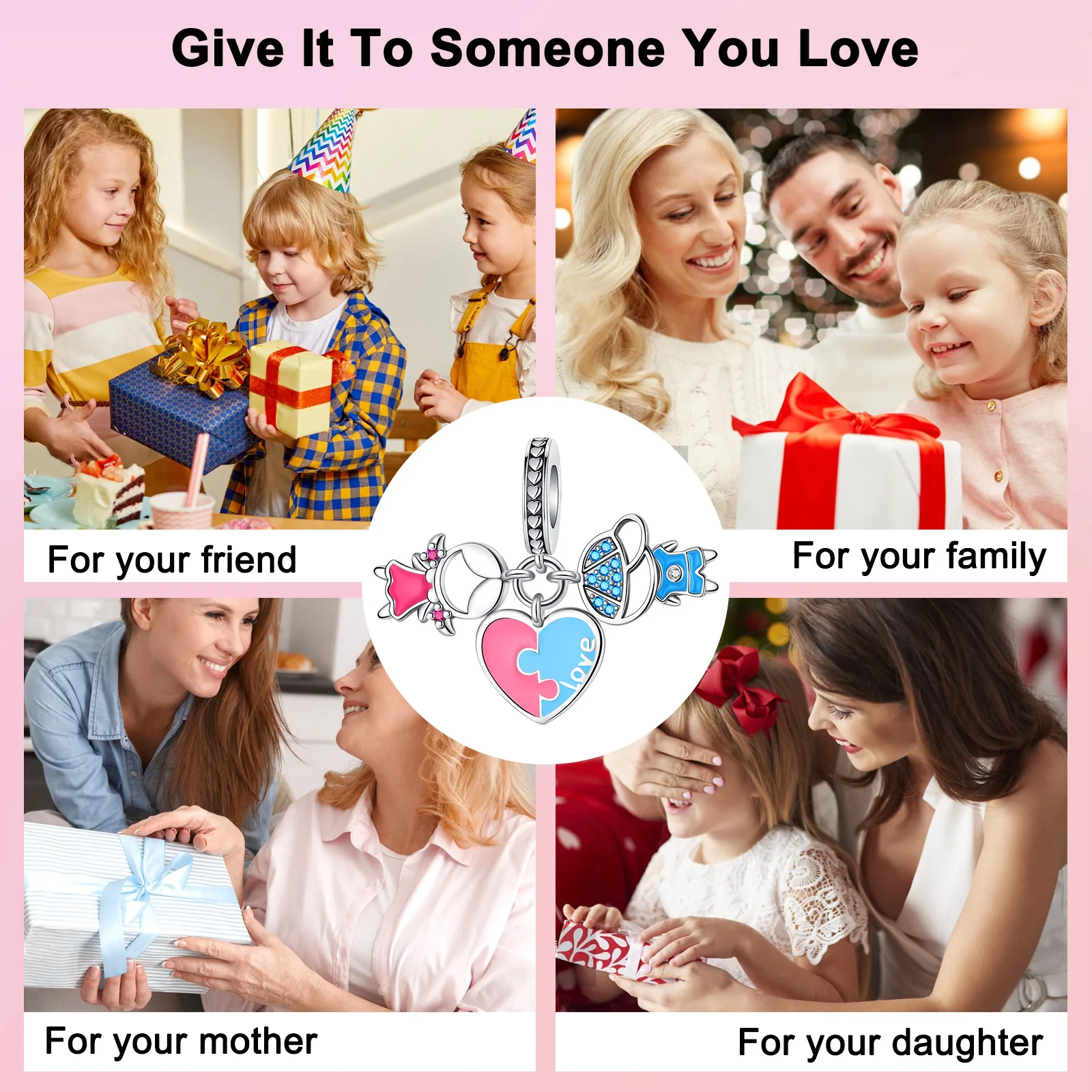 Женский браслет из серебра 925 пробы с подвеской-шармом