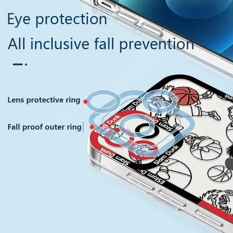 Прозрачный чехол с аниме Slam Dunk для iPhone 16 Pro Max 15 14 13 12 11 XS X XR 8 7 SE 2020 мягкий