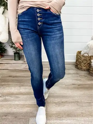 Women's Jeans Street Trend Solid Color High Waist Stretch Slim Fit Denim Pants Shaping High Waisted Jeans Women Vintage Jeans