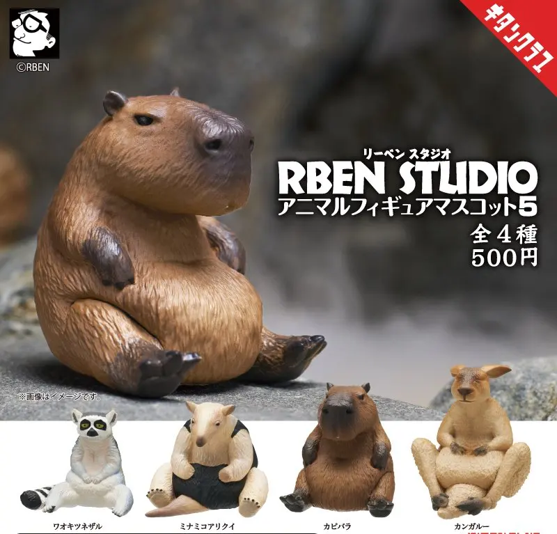 Фото Оригинальная капсульная игрушка RBEN STUDIO, фигурка животного, талисман 5, лимур с кольцевым хвостом, тамаandua, капибара, кенгуру, украшения для сидящих животных №1