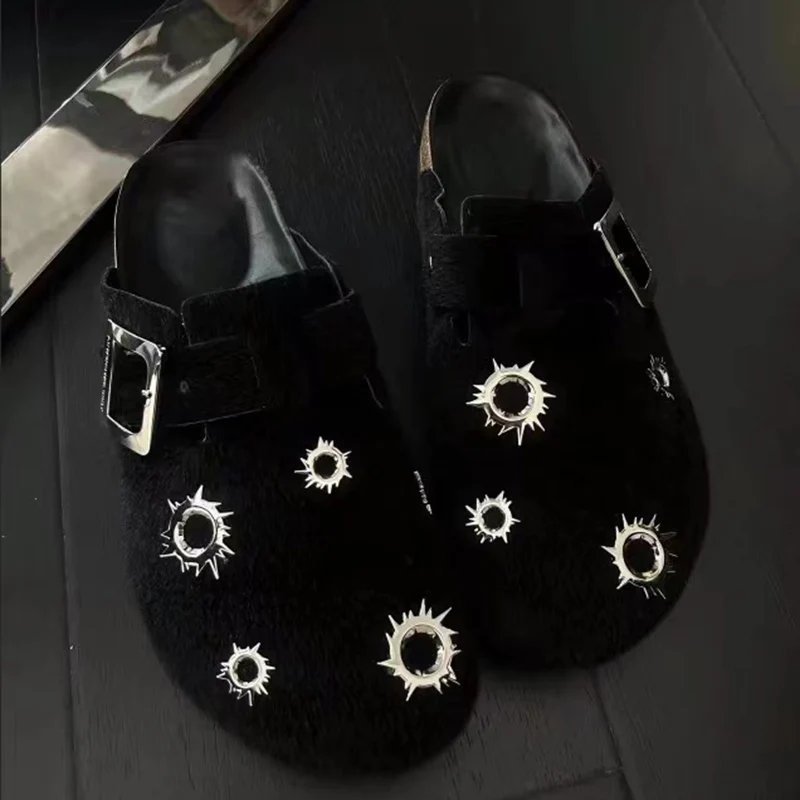 Летние женские тапочки на платформе искусственные мюли металлическая фурнитура