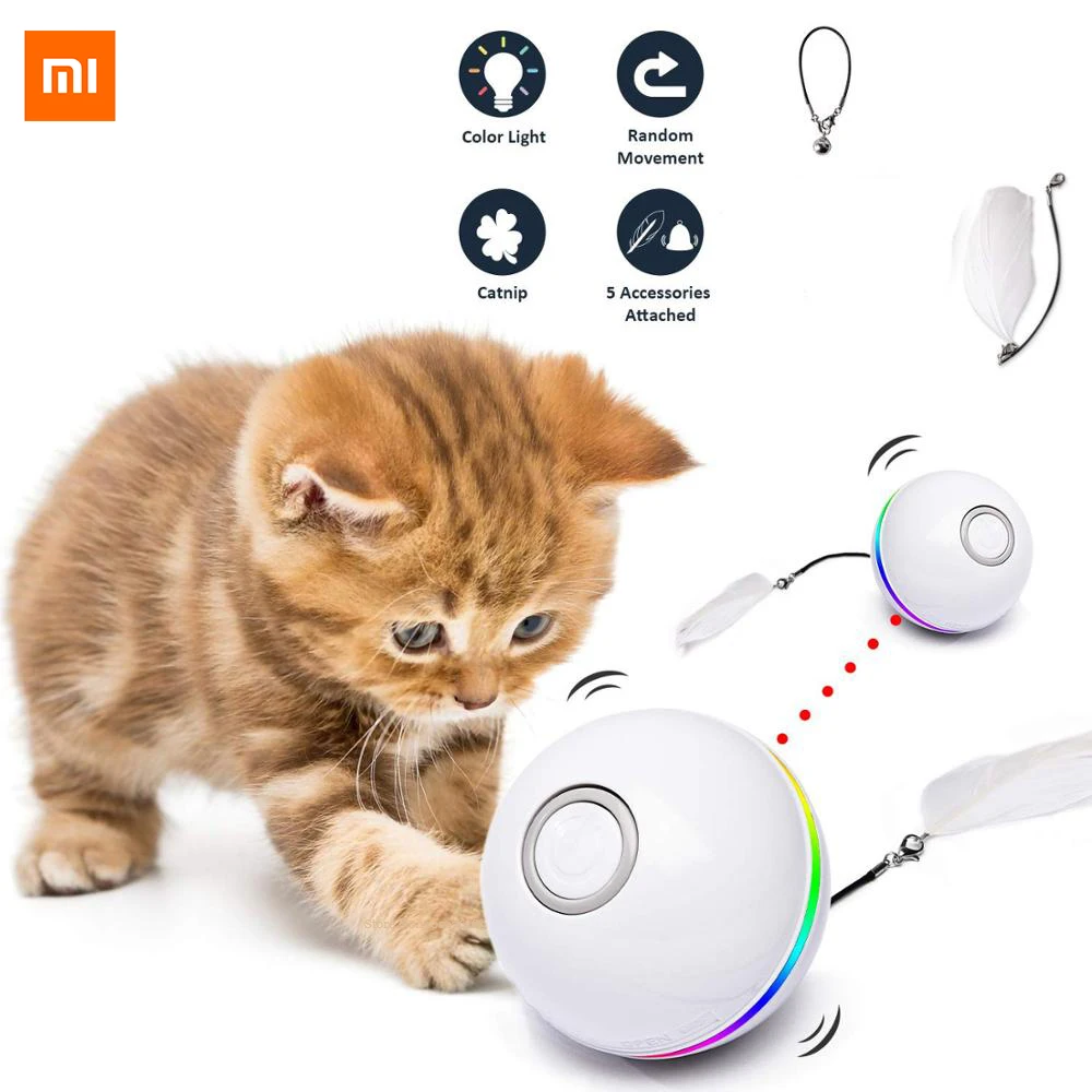 

Автоматические умные игрушки для кошек Xiaomi Youpin, шарики, интерактивные кошачья мята, USB перезаряжаемые самовращающиеся цветные светодиодные...