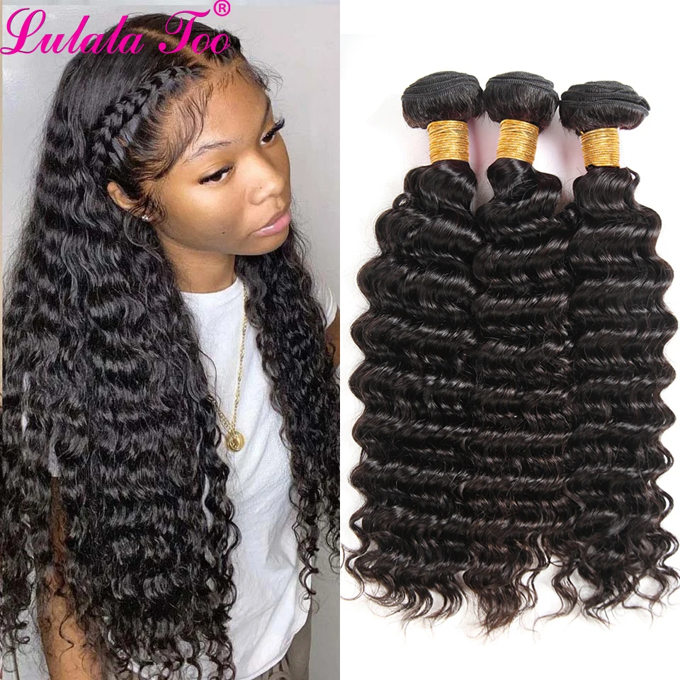 

Deep Wave Human Hair Bundles 8-36 Inch Double Weft Brazilian Hair Weave Bundles Natural Wholesale Bundles Remy Hair Extension