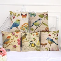 beautiful bird pillow floral cushion retro butterfly throw pillowcase decorative home decoration sofa cushion customized