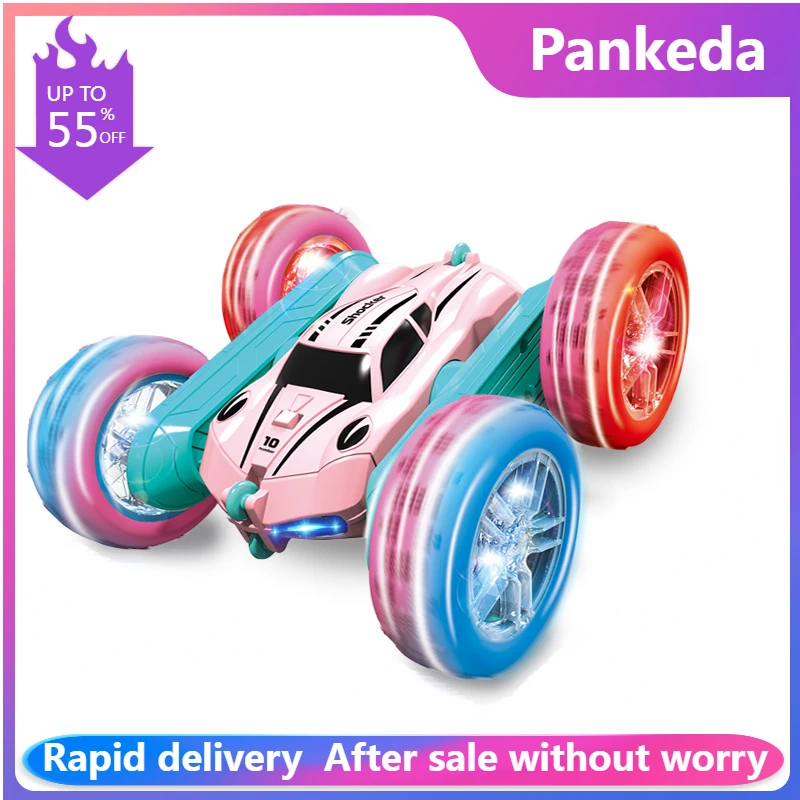 

4WD RC Car 2.4G Radio Remote Control Car 1:24 LED Double Side RC Stunt Cars 360° Reversal Vehicle Model Toys For Children Boy
