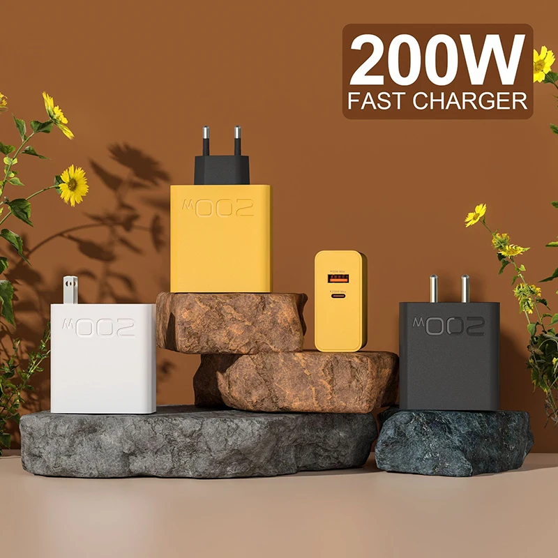200 Вт USB Type-C адаптер для быстрой зарядки телефона Quick Charge PD EU US Plug Iphone 16 15 Huawei Samsung