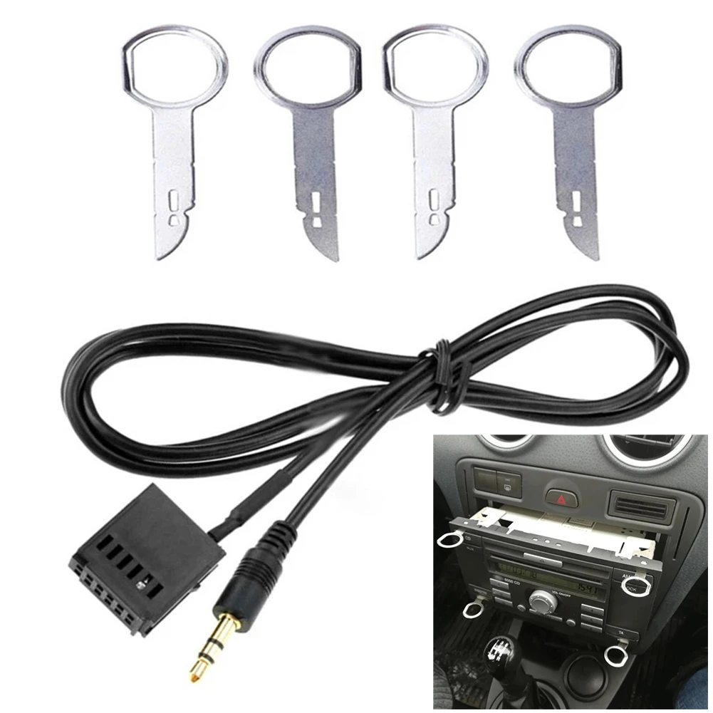AUX In Adapter And 4 Removal Pins Tools For Ford FIESTA FOCUS 6000CD AUX-IN Cable Stereo Audio Equipment | Автомобили и мотоциклы