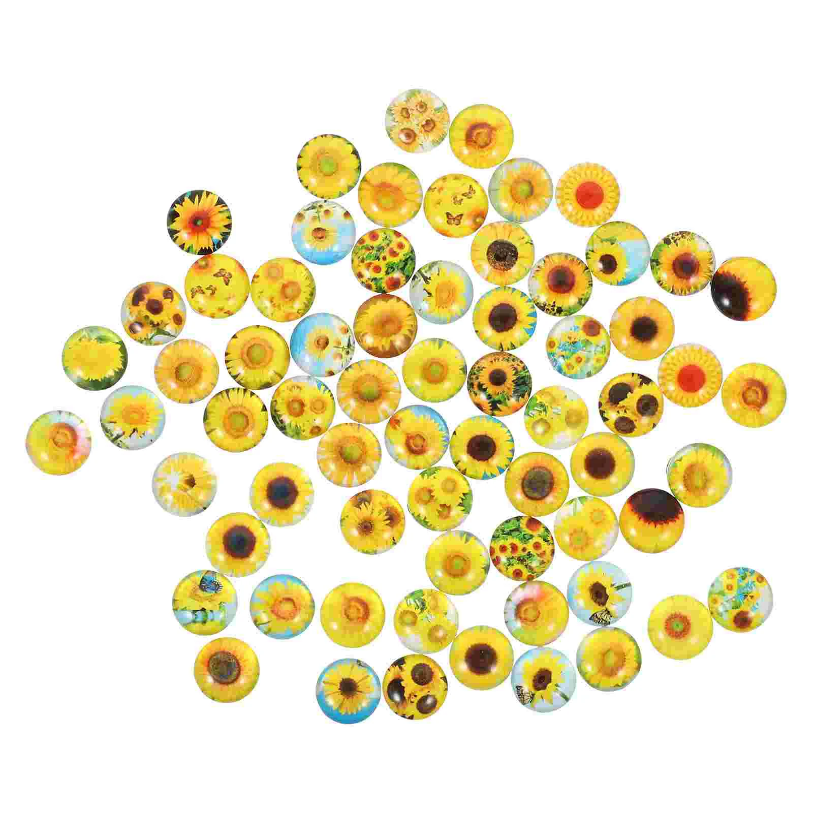 

Cabochons Glass Dome Mosaic Round Tiles Gemstone Flatback Halfjewelrysunflower Flower Photo Beads Embellishments Flat Pieces