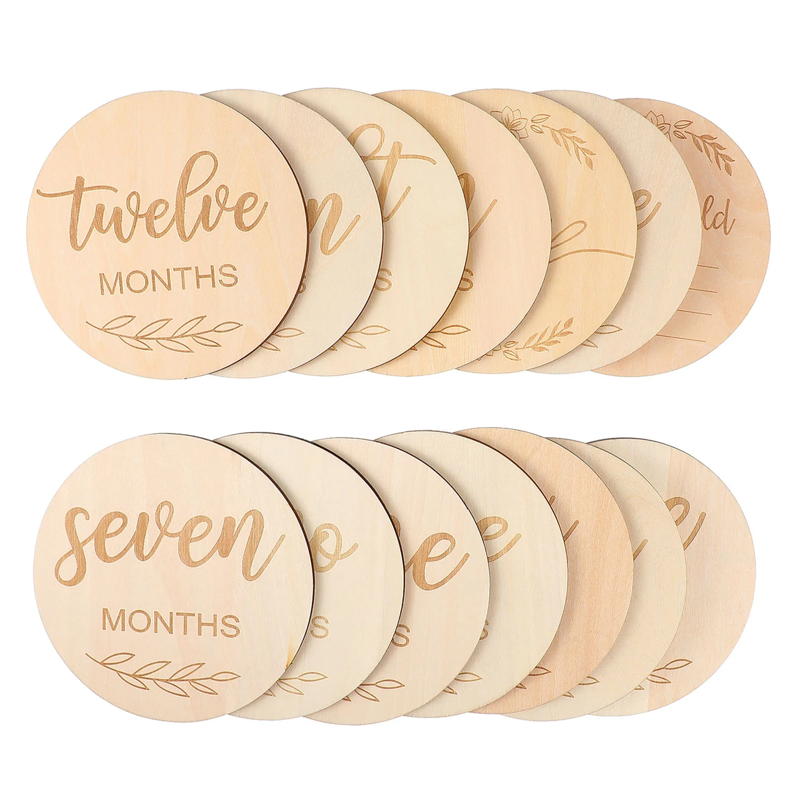 

Photograph Wood Chips Customizable Discs Baby Monthly Circles Wooden Cards Milestone Newborn Props