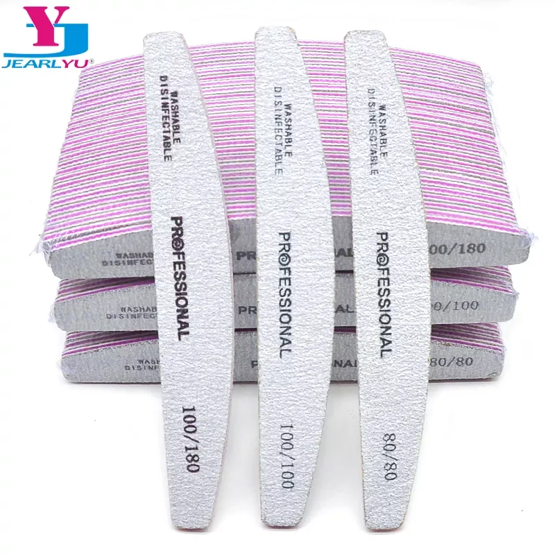 

50/25 Pcs/Pack Professional Washable Nail Files 100 To 180 Half Moon Strong Sandpaper Durable File Nails Tools Manicure Supplies