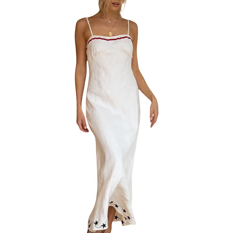

Модное женское длинное платье на бретелях-спагетти со звездным принтом без рукавов, ТРАПЕЦИЕВИДНОЕ платье для коктейля, ночного клуба, пляжной уличной одежды Y2k