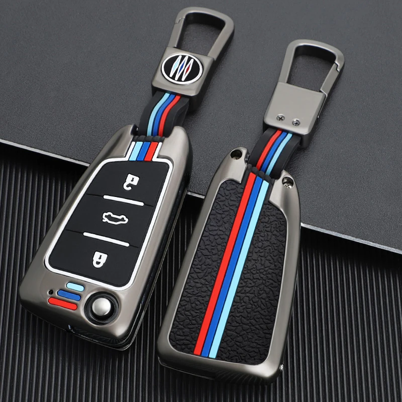 

3 Buttons Folding Car Key Fob Case Cover Protector Zinc Alloy Auto Car-Styling Accessories For JAC S2 Refine S3 S4 S5 S7 R3 A5