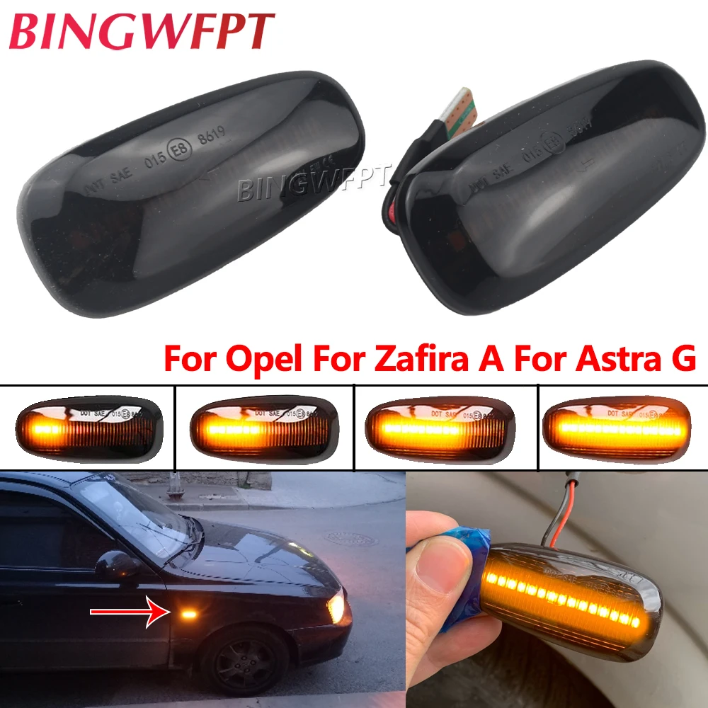 

2PCS LED Dynamic Side Marker Turn Signal Blinker Flowing Water Blinker Flashing Light For Opel Zafira A 99-05 Astra G 98-09