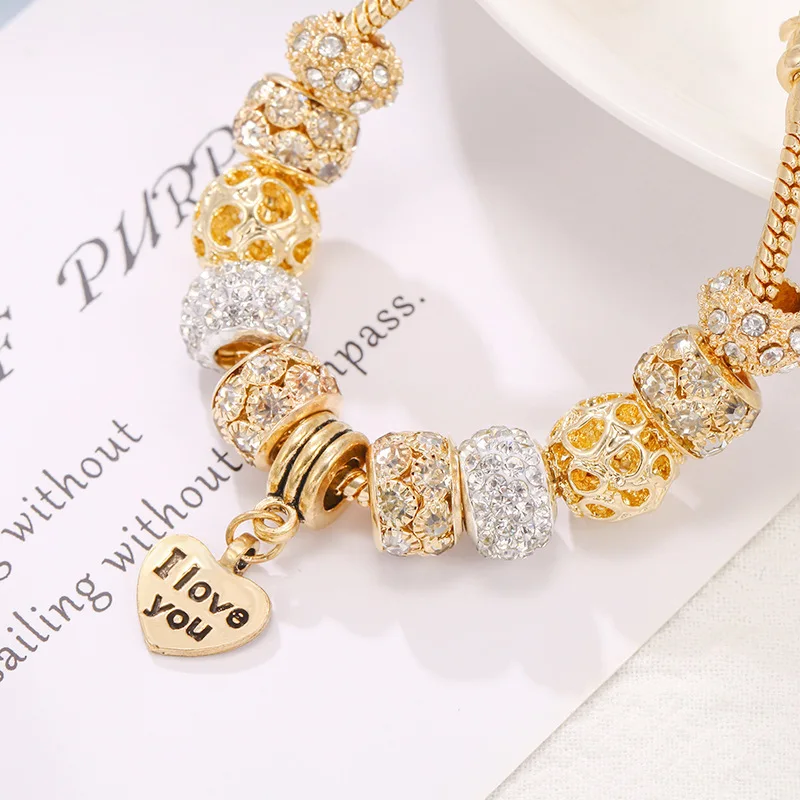 

LOVE Bracelet DIY Alloy Big Hole Bead Bracelet Gold Bead Chain