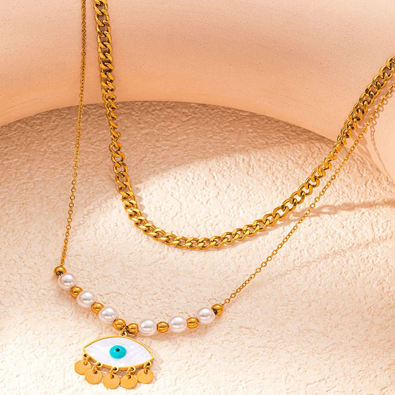 Женское Винтажное Ожерелье ENSHIR Из Нержавеющей Стали 316L С Искусственным Жемчугом