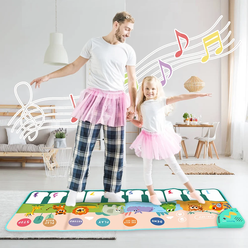 

110x36cm Baby Music Toy with Cartoon Animal Voice Keyboard Play Mat Carpet Children Kids Gift Toys Musical Instruments