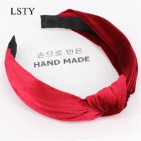 4pcsset solid color knot headbands for women simple fabric girls hairband women hair accessories wide side hair band